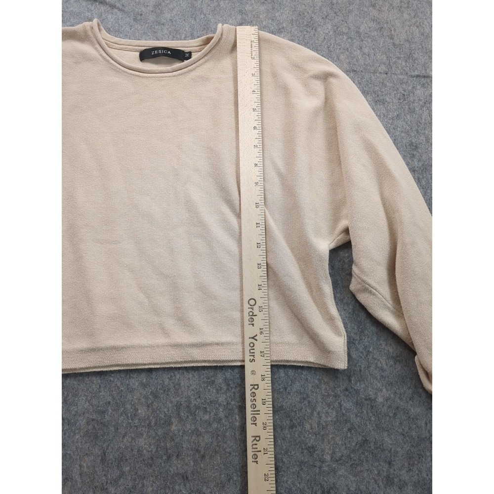 ZESICA Women's Cropped Sweater Medium Beige‎ Long Sleeve Beige - Picture 5 of 10